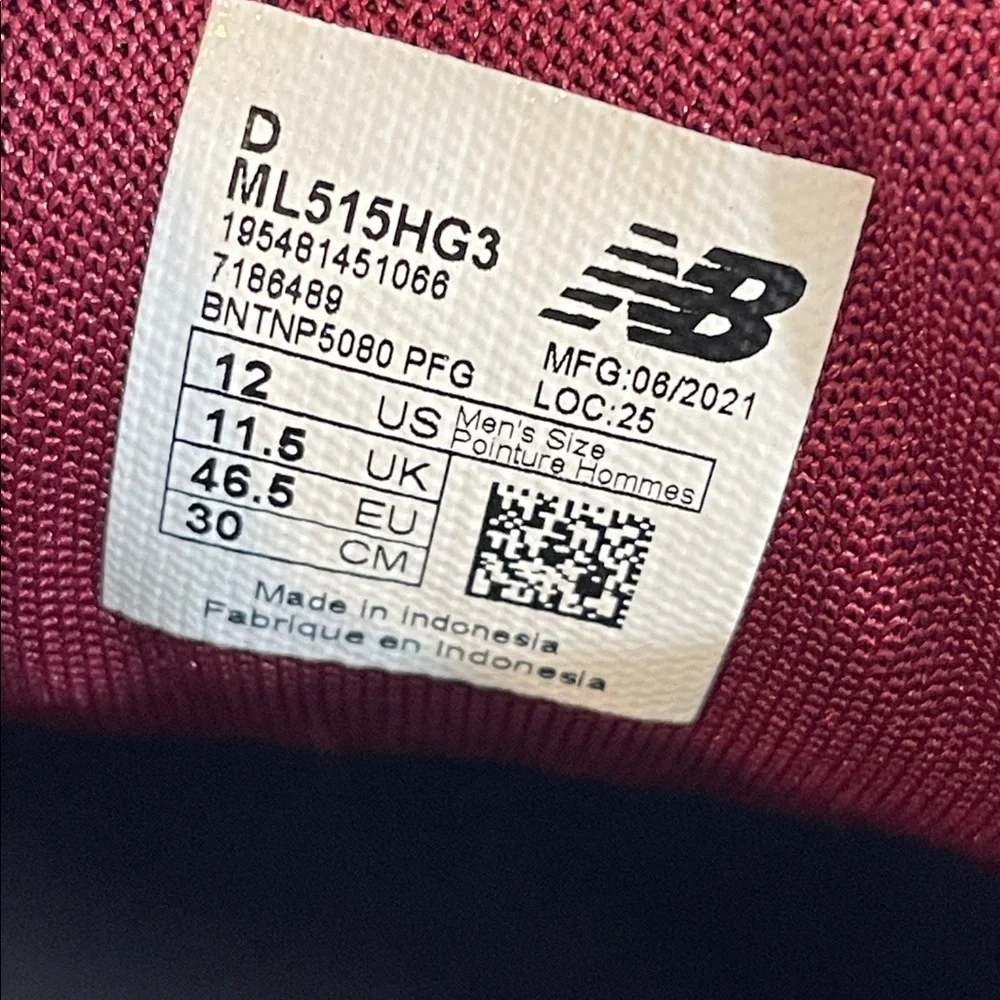 New Balance515 v3 Deep-Wine Sneakers Size 12 - Picture 11 of 12